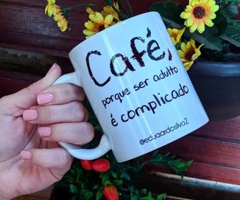 side image for Caneca de Porcelana Alça Branca - 1