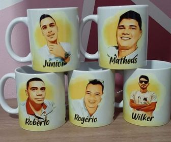 side image for Caneca de Porcelana Alça Branca - 5