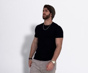 side image for Camisa Canelada Preta  - 1