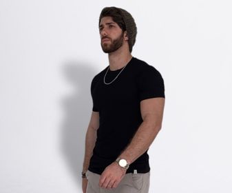 side image for Camisa Canelada Preta  - 2