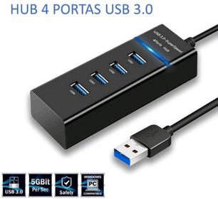 side image for Hub Usb 3.0 4 Portas Expansor Rapido 5 Gbps Alta Velocidade - 1