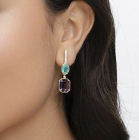 side image for Aretes colgantes de amatista con detalles de Zirconia cúbica  - 1