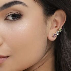 side image for Aretes Ear Cuff Resplandor del arco iris en 18K - 1