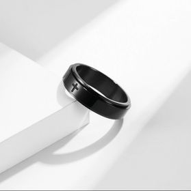 side image for Anillo Giratorio Personalizable de Acero Inoxidable Con Cruz Simple - 1