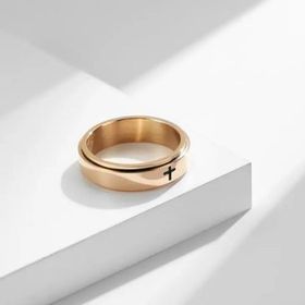 side image for Anillo Giratorio Personalizable de Acero Inoxidable Con Cruz Simple - 3