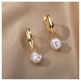 side image for "Aretes colgantes de perlas barrocas, Perlas irregulares  cultivadas de agua dulce" - 3