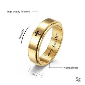 side image for Anillo Giratorio Personalizable de Acero Inoxidable Con Cruz Simple - 4
