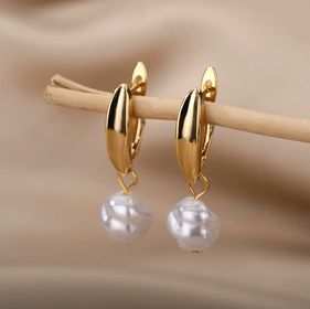 side image for "Aretes colgantes de perlas barrocas, Perlas irregulares  cultivadas de agua dulce" - 1