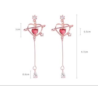 side image for Aretes de Corazón Radiante en Oro Rosa y Cristal Brillante - 2