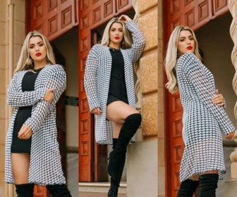side image for Cardigan Tricot - Quadradinho - 1