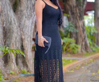 side image for Vestido Longo Tricot - Alça Fina - 2
