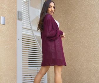 side image for Cardigan Tricot - Manga Bufante - 1
