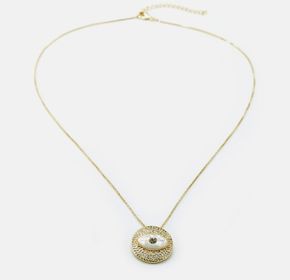 side image for COLAR  BANHADO A OURO 18K COM PINGENTE MANDALA OLHO GREGO EM MADREPÉROLA CRAVEJADO COM MICRO ZIRCÔNIA  - 4