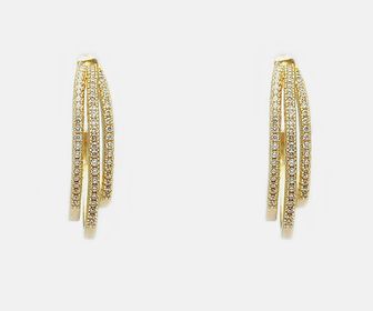 side image for BRINCO ARGOLA 3 FIOS BANHADO A OURO 18K  CRAVEJADO COM MICRO ZIRCÔNIAS CRISTAIS - 1