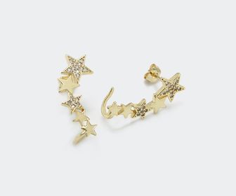 side image for  BRINCO ESTRELA BANHADO A OURO 18K CRAVEJADO COM MICRO ZIRCÔNIA - 3