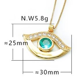 side image for COLAR BANHADO A OURO 18K COM PINGENTE DE OLHO PEDRA VERDE DE VIDRO LAPIDADO CRAVEJADO COM MICRO ZIRCÔNIAS - 4
