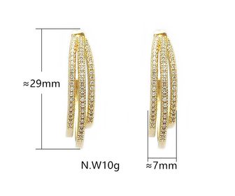side image for BRINCO ARGOLA 3 FIOS BANHADO A OURO 18K  CRAVEJADO COM MICRO ZIRCÔNIAS CRISTAIS - 5