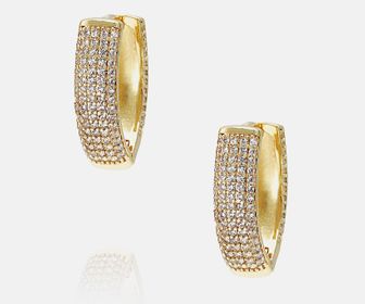 side image for BRINCO ARGOLINHA "V" BANHADO A OURO 18K  CRAVEJADO COM MICRO ZIRCÔNIAS CRISTAIS - 1