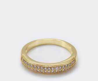 side image for ANEL DUPLO BANHADO A OURO CRAVEJADO COM MICRO ZIRCÔNIA NA COR CRISTAL - 6