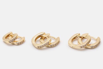side image for BRINCO ARGOLINHAS PARA TRIO BANHADO A OURO 18K  CRAVEJADO COM MICRO ZIRCÔNIA CRISTAL - 1