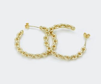 side image for  BRINCO ARGOLINHA ELOS BANHADO A OURO 18K - 4
