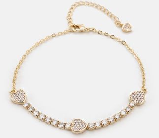 side image for PULSEIRA DELICADA CORAÇÕES E PEDRAS BANHADA A OURO 18K CRAVEJADO COM MICRO ZIRCONIA - 1