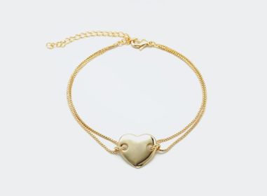 side image for PULSEIRA DUPLA COM CORAÇÃO BANHADA A OURO 18K  - 1