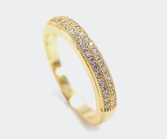 side image for ANEL DUPLO BANHADO A OURO CRAVEJADO COM MICRO ZIRCÔNIA NA COR CRISTAL - 3