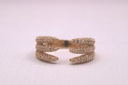 side image for KIT BRACELETE E ANEL GARRAS BANHADO A OURO 18K CRAVEJADO COM MICROZIRCONIAS CRISTAL.  - 5