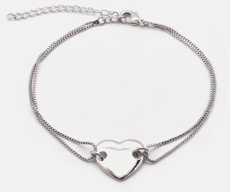 side image for PULSEIRA DUPLA COM CORAÇÃO BANHADA A RODIO - 1