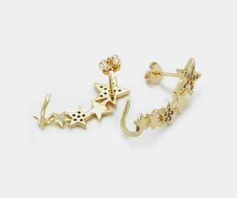 side image for  BRINCO ESTRELA BANHADO A OURO 18K CRAVEJADO COM MICRO ZIRCÔNIA - 2