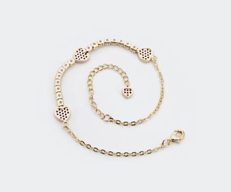 side image for PULSEIRA DELICADA CORAÇÕES E PEDRAS BANHADA A OURO 18K CRAVEJADO COM MICRO ZIRCONIA - 3