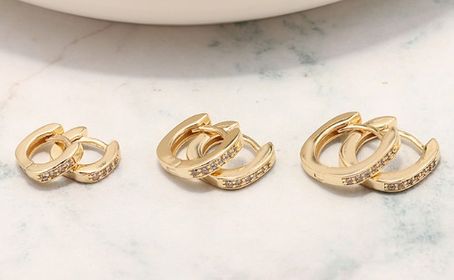 side image for BRINCO ARGOLINHAS PARA TRIO BANHADO A OURO 18K  CRAVEJADO COM MICRO ZIRCÔNIA CRISTAL - 5