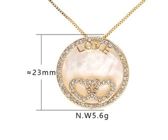 side image for COLAR BANHADO A OURO 18K COM PINGENTE CIRCULAR "LOVE" CRAVEJADO COM MICRO ZIRCÔNIA E BASE DE MADREPEROLA - 6