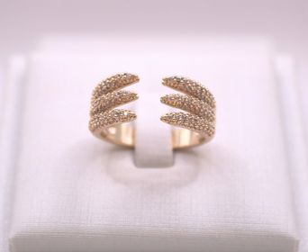 side image for KIT BRACELETE E ANEL GARRAS BANHADO A OURO 18K CRAVEJADO COM MICROZIRCONIAS CRISTAL.  - 4