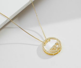 side image for COLAR BANHADO A OURO 18K COM PINGENTE CIRCULAR "LOVE" CRAVEJADO COM MICRO ZIRCÔNIA E BASE DE MADREPEROLA - 1