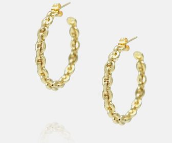 side image for  BRINCO ARGOLINHA ELOS BANHADO A OURO 18K - 2