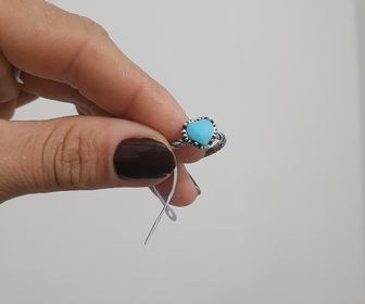 side image for Anel coração Pedra Turquesa P15 - 2