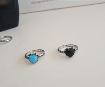 side image for Anel coração Pedra Turquesa P15 - 1