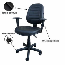 side image for Cadeira Executiva ALTA Costurada Giratória S/Relax c/ Braços Reguláveis – MARTIFLEX  - 1