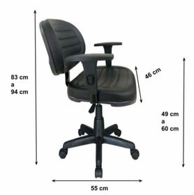 side image for Cadeira Executiva COSTURADA Giratória S/relax  com Braços Reguláveis – MARTIFLEX – Cor Preta  - 1