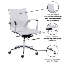 side image for Cadeira Escritório Esteirinha Charles Eames Giratória Branca - 2