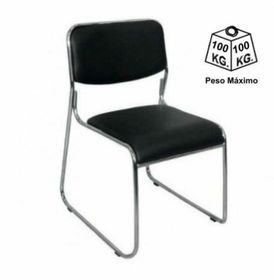side image for Cadeira de Escritório Fixa Cromada DAKAR – COR PRETO - 3