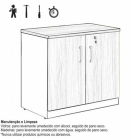 side image for Armário Baixo com 02 Portas – 0,80×0,74×045– NOGAL/PRETO - 1