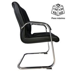 side image for Cadeira Escritório Interlocutor luxo fixa Cromada - Cor Preta - hosanah - 3