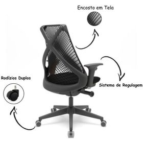 side image for Cadeira de Escritório Presidente Tela BIX – PLAXMETAL - 1