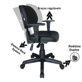 side image for Cadeira Executiva Back System COSTURADA com Braços Reguláveis  - 1
