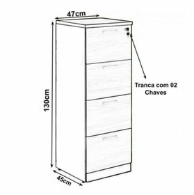 side image for Arquivo 04 Gavetas Pasta Suspensa – 1,28×0,46×0,45m – NOGAL SEVILHA/PRETO  - 1