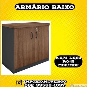 side image for Armário Baixo com 02 Portas – 0,80×0,74×045– NOGAL/PRETO - 2
