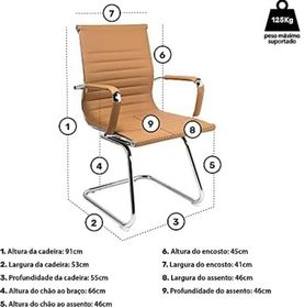 side image for Cadeira Executiva com Base Fixa Esteirinha Caramelo - 1